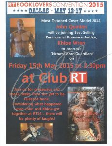 Most Tattooed Cover Model 2014 John Quinlan & Best Selling Paranormal Romance Author Khloe Wren Club RT Dallas, TX Meet and Greet on Sunday May 17, 2015 10am to 3pm Signed 8x10 #JohnQuinlan